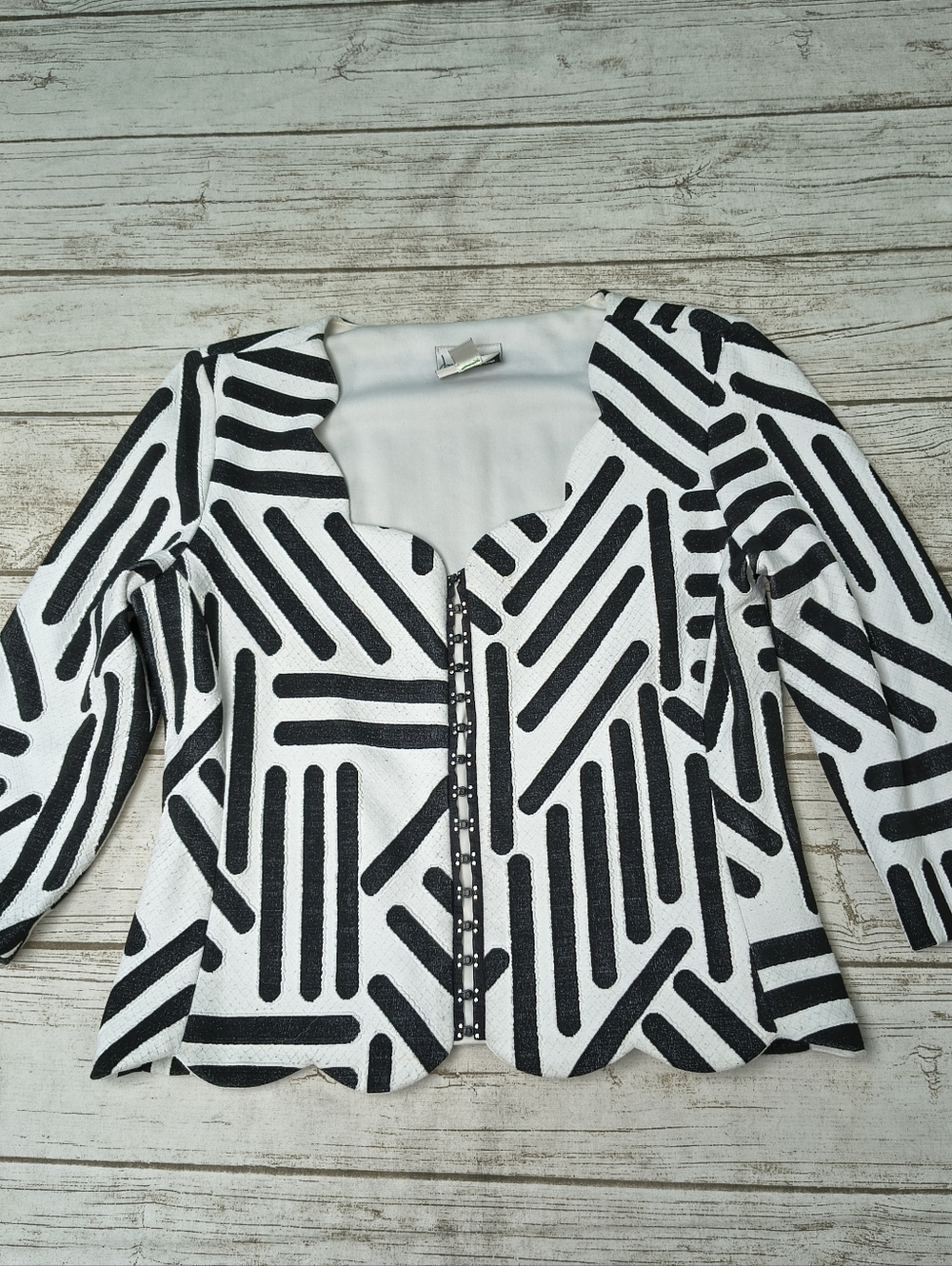 Vintage Joseph Ribkoff Black And White Corset Front Jacket Size 14